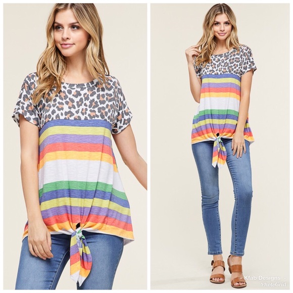 ❤️LAST 1! Color Block 🌈 Front Tie Top! - Picture 6 of 8